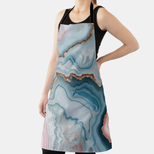 Light Blue Pink Gold Agate Marble Modern design Apron