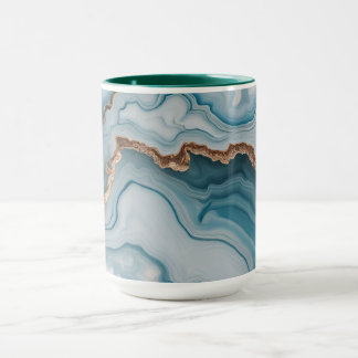 Light Blue Pink Gold Agate Marble Modern design  Mug