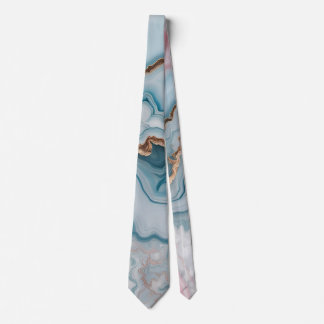 Light Blue Pink Gold Agate Marble Modern design  Neck Tie