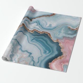 Light Blue Pink Gold Agate Marble Modern design