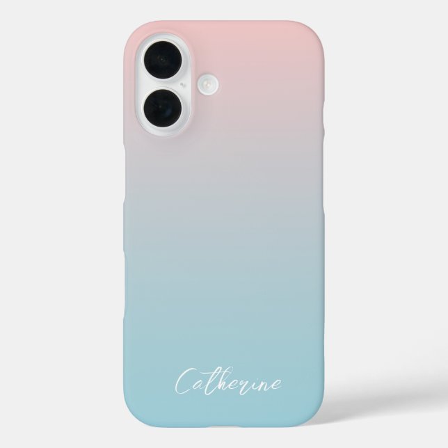 Light Blue Pink Gradient Modern Minimal Script  Case-Mate iPhone Case (Back)