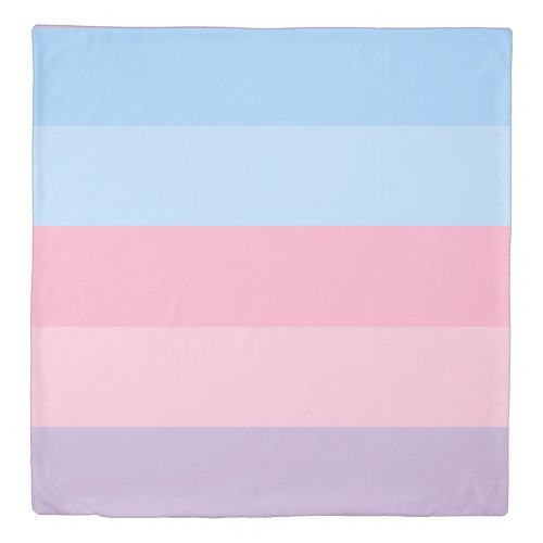 Light Blue Pink Lavender Stripe Color Block Girly Duvet Cover