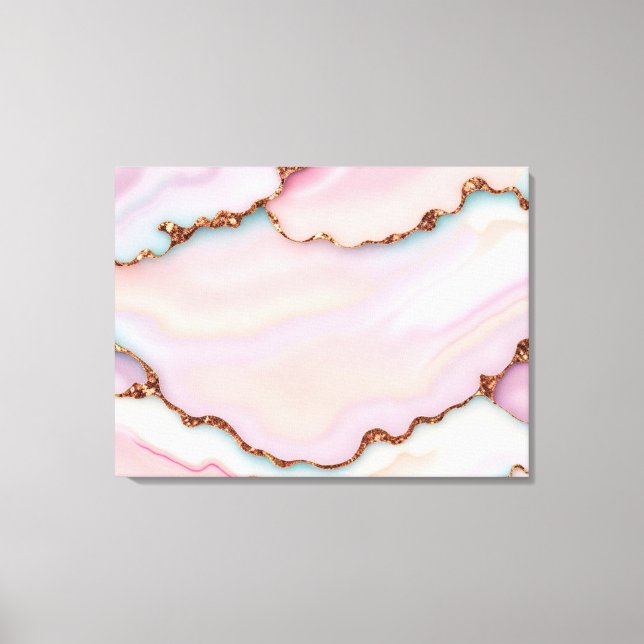 Light Blue Pink Marble Agate Modern Collection Canvas Print (Front)