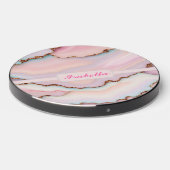 Light Blue Pink Marble Agate Modern Collection Wireless Charger (Front 2)