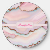 Light Blue Pink Marble Agate Modern Collection Wireless Charger (Front)