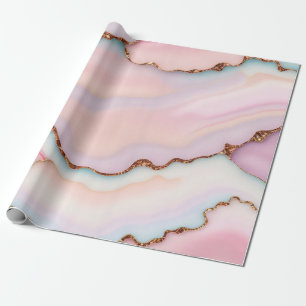 Light Blue Pink Marble Agate Modern Collection Wrapping Paper