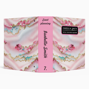 Light Blue Pink Marble Agate Popular Collection 3 Ring Binder