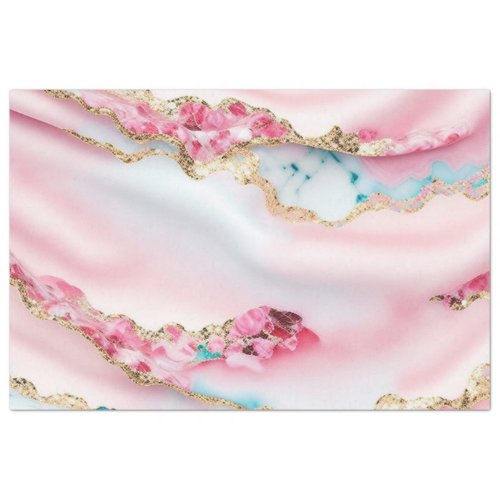 Light Blue Pink Marble Agate Popular Collection Tissue Paper