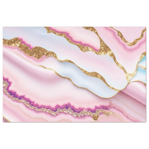 Light Blue Pink Marble Agate Trendy Collection Tissue Paper