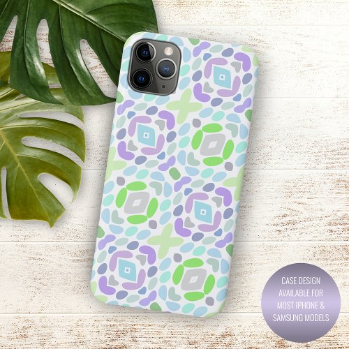 Light Blue Pink Purple Lime Green African Art iPhone 11 Pro Max Case