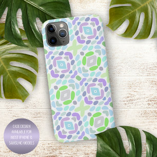 Light Blue Pink Purple Lime Green African Art iPhone 11Pro Max Case