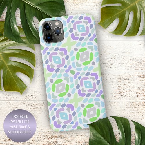 Light Blue Pink Purple Lime Green African Art iPhone 11Pro Max Case