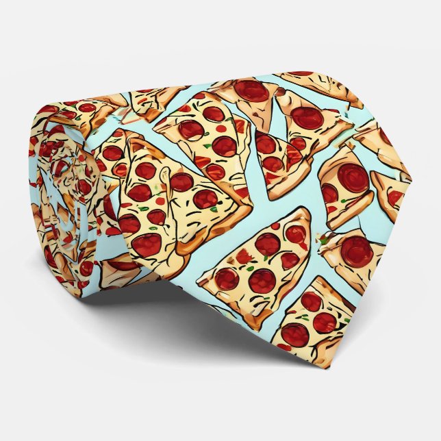  Light Blue Pizza Neck Tie (Rolled)