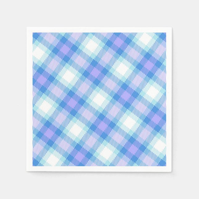 Light Blue Plaid  Napkins (Front)