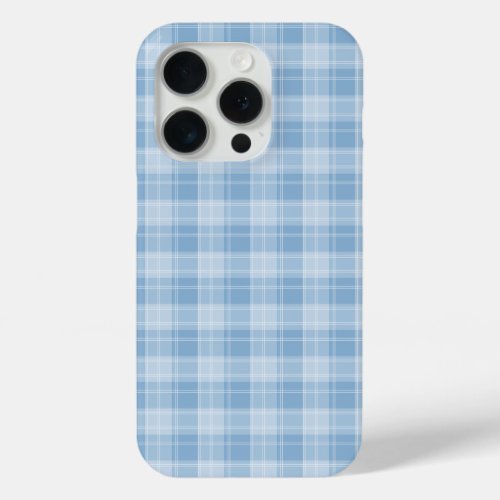 Light Blue Plaid Pattern iPhone 15 Pro Case