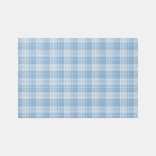 Light Blue Plaid Pattern Rug