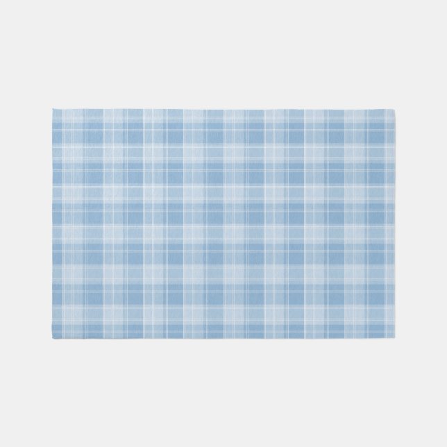 Light Blue Plaid Pattern Rug (Front)