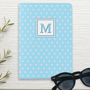 Light Blue Polka Dot Pattern Monogrammed Passport Holder
