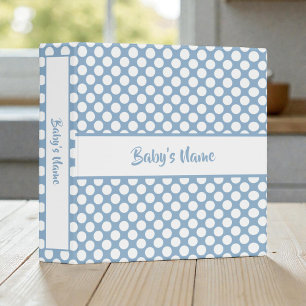 Light Blue Polka Dots Baby Photos 3 Ring Binder