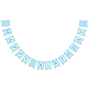 Light blue polka dots Happy Birthday Bunting Flags