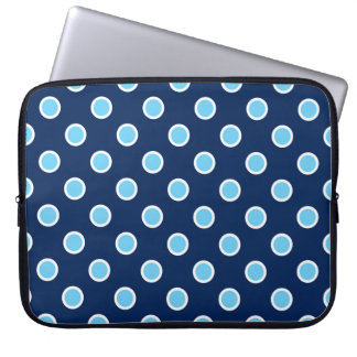 Light Blue Polka Dots on Dark Blue Laptop Sleeve