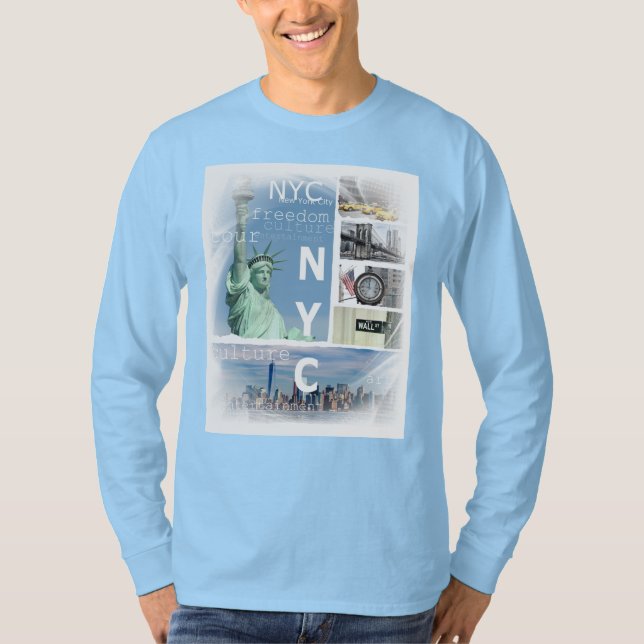 Light Blue Pop Art Nyc New York City Yellow Taxi T-Shirt (Front)