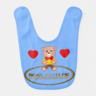 Light Blue Popcorn Anime Teddy Bear Baby Bib