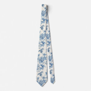 Light Blue Porcelain Floral Wedding Groomsmen Gift Neck Tie