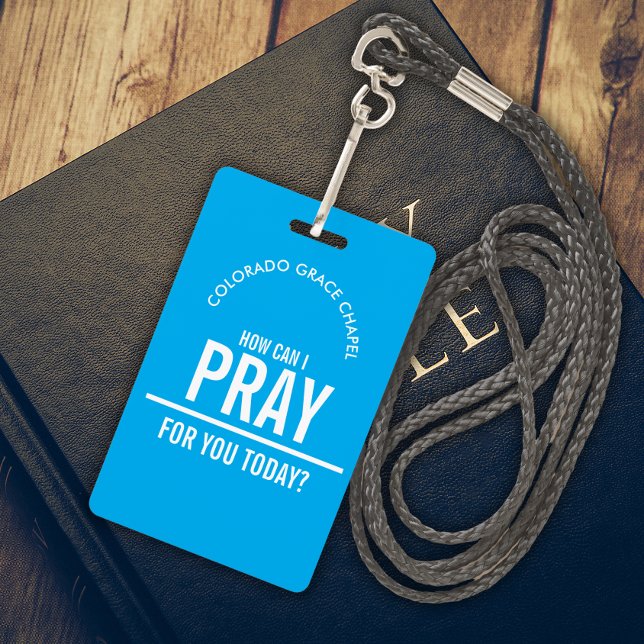 Light Blue prayer church volunteers id badge (Creator Uploaded)
