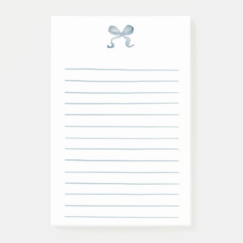 Light Blue Pretty Watercolor Bow Hand Lined Post_it Notes