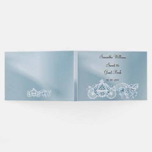 Light Blue Princess Coach  Horses Sweet 16  Guest Guest Book