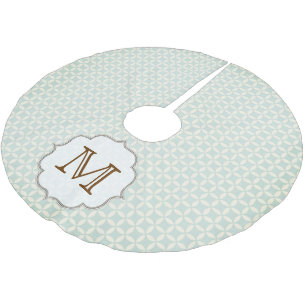 Light Blue Print Patte Monogram Initial Tree Skirt