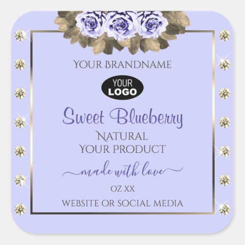 Light Blue Product Labels Blue Roses Jewels Logo