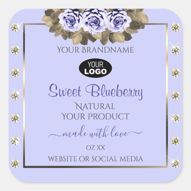 Light Blue Product Labels Blue Roses Jewels Logo (Front)