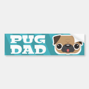 Light Blue Pug Dad Bumper Sticker