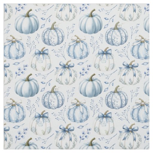Light Blue Pumpkin Pattern - Fabric