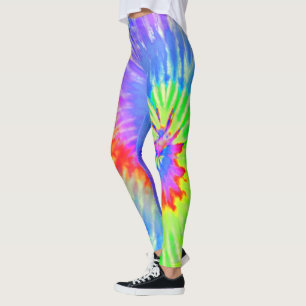 Light Blue & Purple Psychedelic Starburst Tie Dye Leggings