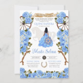 Light Blue Quinceanera Elegant Rose Western Charra Invitation (Front)