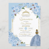 Light blue quinceañera invitations