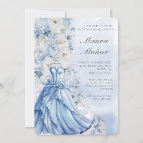 Light blue quinceaera invitation 