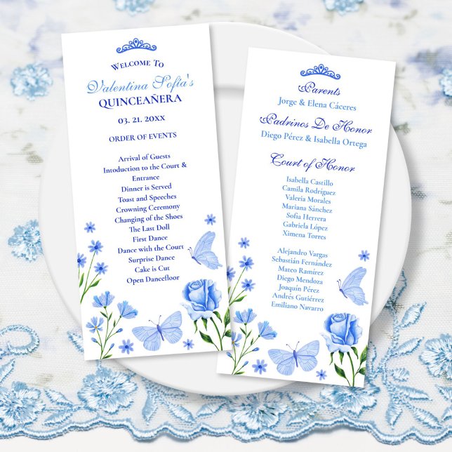 Light Blue Quinceañera Order of Events Program (Light Blue Quinceañera Order of Events Program)