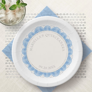 Light Blue Quinceanera Paper Plates