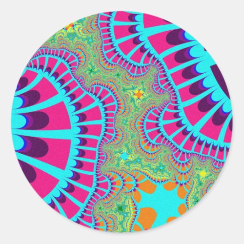 Light Blue Rainbow Remix Classic Round Sticker