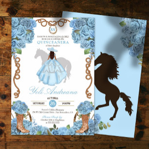 Light Blue Ranchero Charro Quinceanera Invitation