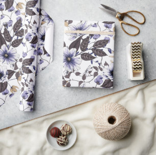 Light blue red flowers seamless pattern wrapping paper