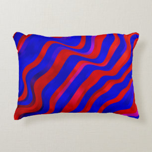 Light Blue, Red texture with wry lines. Gradient i Accent Pillow