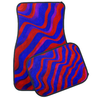 Light Blue, Red texture with wry lines. Gradient i Car Floor Mat