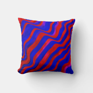 Light Blue, Red texture with wry lines. Gradient i Throw Pillow