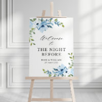 light blue rehearsal dinner welcome sign