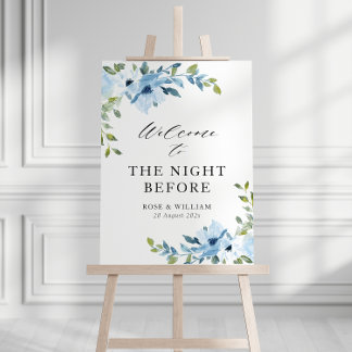 light blue rehearsal dinner welcome sign